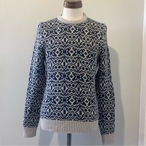 Eidos men’s patterned merino wool crew neck sweater, S